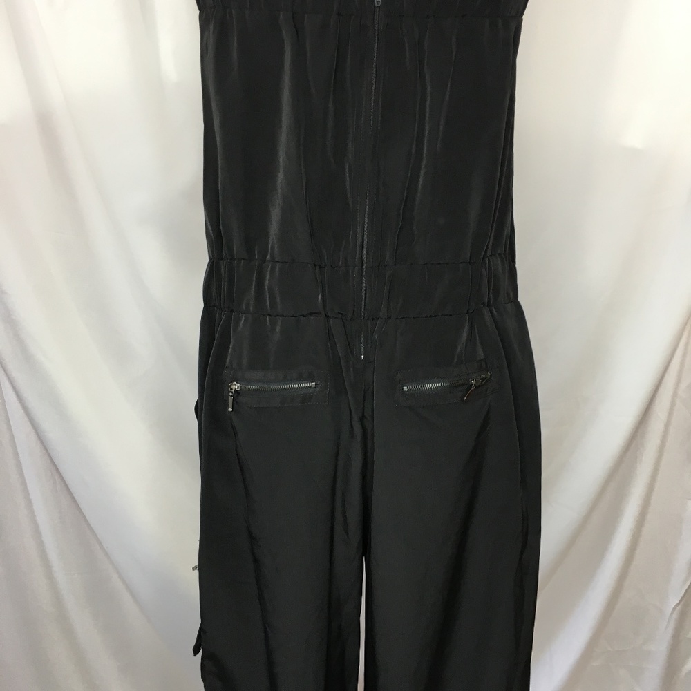Grass brand silk sleeveless black jumpsuit